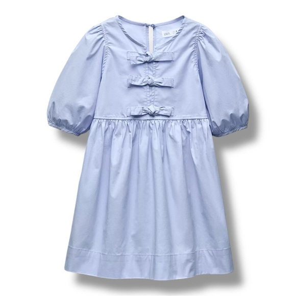 Zara | Poplin Dress with Bows (8) 💙 - Picture 1 of 8
